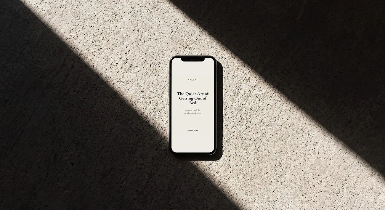 Reading the free first chapter of The Quiet Art of Getting Out of Bed on a phone