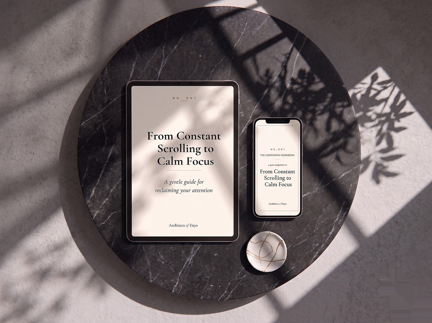 Calm Focus set on a tablet and phone
