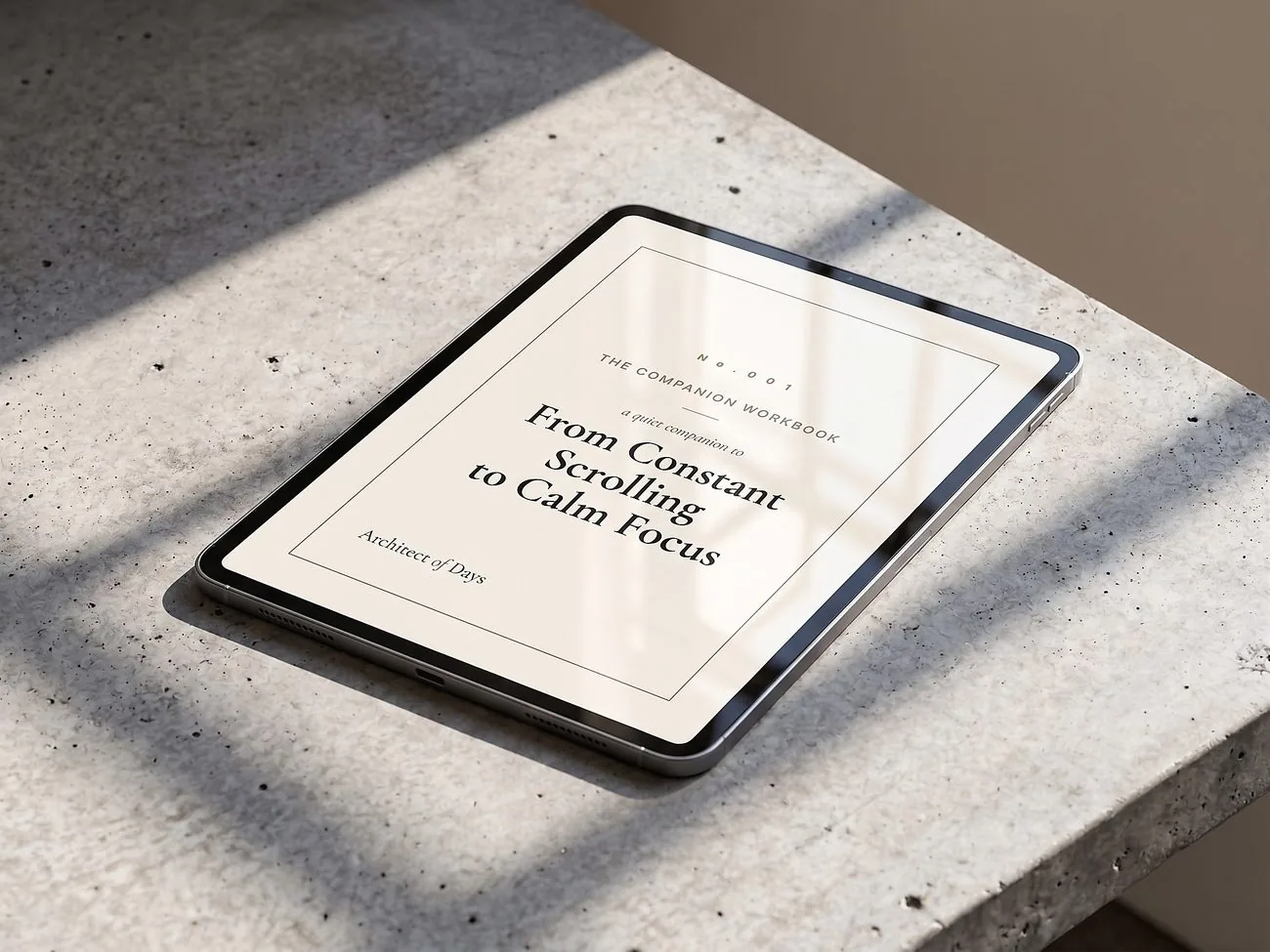 Companion Workbook No. 001 on a tablet